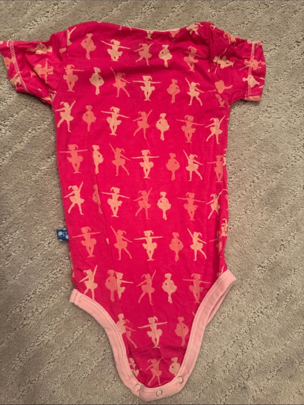 Kickee Pants Hot Pink One-Piece Bodysuit with Peach Dancer Print